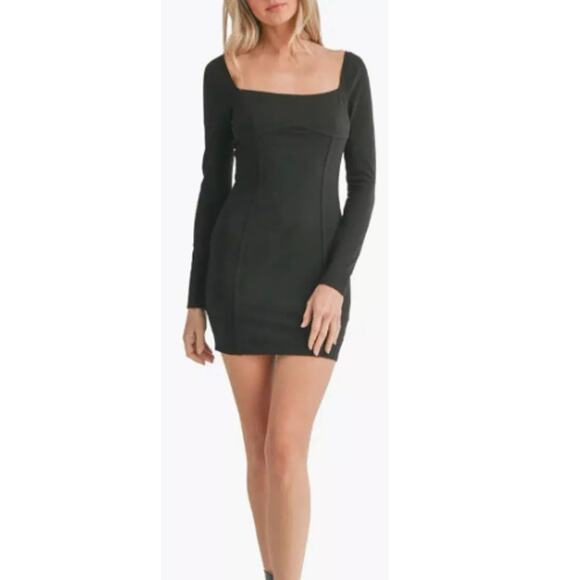 New ~ LUSH NORDSTROM ~ Women's Black Long Sleeve Corset Bust Mini Dress Size M - Picture 1 of 6